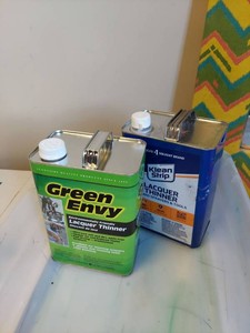 Lot Including 2 Lacquer Thinner Cans Green Envy & Klean Strip 1 Gallon