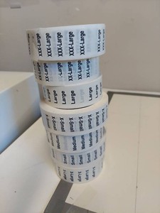 Lot Including 7 Rolls Assorted Garment Size Labels XS-XXXL Retail