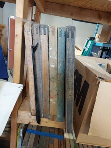 Lot Including 6 Wood Screen Printing Frames With Mesh Screens