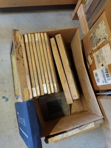Lot Including Approximately 12 Wood Screen Printing Frames Screens