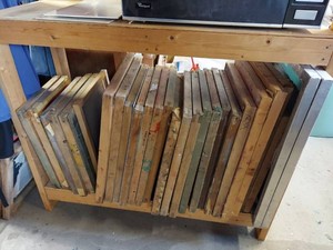 Lot Including 31 Screen Printing Frames & Screens Largest 23x31in