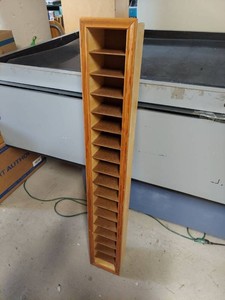 Wood CD Media Storage Tower Rack Narrow Pine Finish Approx 4 Ft Tall