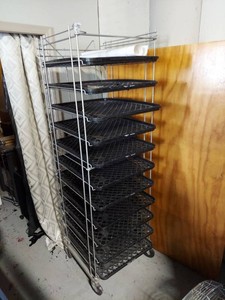Rolling 12 Tier Drying Rack With 11 Plastic Trays Over 6 Ft Tall