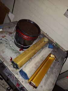 Lot Including 3 Screen Printing Scoop Coaters & Emulsion Bucket