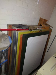 Lot Including Seven 40 x 48 Screen Printing Frames With Screens