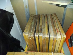 Lot Including 12 Wood Screen Printing Frames Including Screens