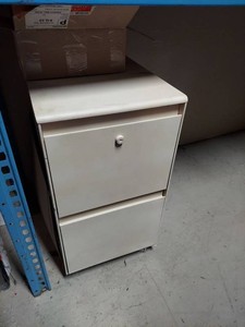 White Metal 2 Drawer Mobile File Cabinet Rolling Office Pedestal