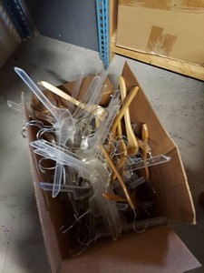 Lot Including Approx. Assorted Clear Plastic & Wood Clothes Hangers