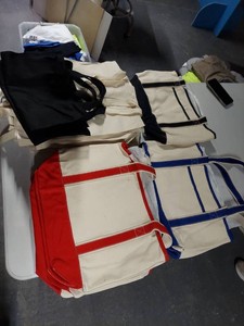 Lot Including Approximately 15 Canvas Tote Bags Assorted Styles