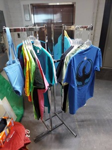Chrome 4-Way Retail Clothing Display Rack Adjustable Garment Stand