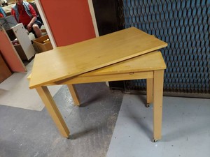 Light Wood Drop-Leaf Utility Table on Casters Kitchen Craft Desk