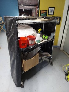 Lot Including Rolling Wire Utility Cart With Assorted Shop Contents