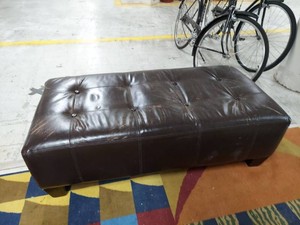 Brown Tufted Upholstered Ottoman Bench Coffee Table Footstool