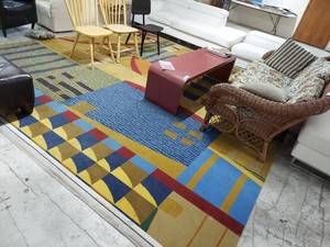 Abstract Geometric Area Rug Approximately 12.5 x 12.5 Large Square