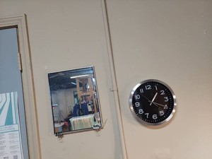 Lot Including Wall Clock & Rectangular Mirror Black Silver Decor