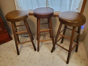 3 Sturdy wooden Stools with Nice Padded Seats
