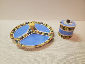 Beautiful Made in Italy Serving Tray and SugarHoney Bowl