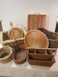 Large Lot of Various Woven Baskets, paper plate Holders and more