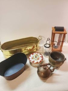 Various Decorative Items candle holder, Tins and more