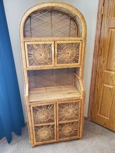 Beautiful 70 Tall Vintage Wicker storage shelf this is gorgeous
