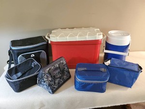 Various Lunch bags, cooler and water cooler