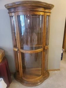 Gorgeous Wood 2 door Curio Cabinet With Curved Glass