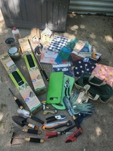 Super large Lot of Garden and yard tools plus many flags never used