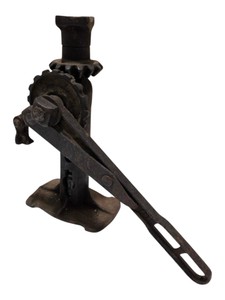 AntiqueVintage Cast Iron Mechanical Screw Jack, Rustic Industrial Decor