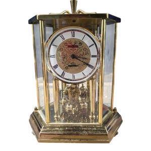 Howard Miller Mega-Quartz Anniversary Clock  Glass & Brass Tone Mantel Clock