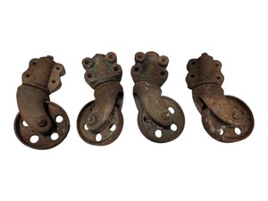 Lot of 4 Vintage Heavy Metal Swivel Caster Wheels