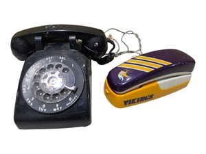 Vintage Rotary Phone & Minnesota Vikings Cordless Phone Lot  Untested
