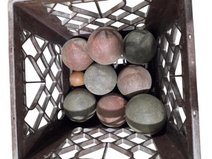 Vintage Mixed Game Balls in Plastic Crate BocceCroquet Style Lot