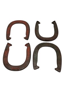 Vintage Double Ringer Horseshoe Set  4 Cast Iron Pitching Shoes