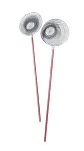 Lot of 2 Long Handle Wire Fishing Nets  Red Handles