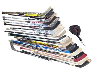 Lot of Hockey Sticks With Racquet  Koho, CCM, Easton, Mission, Sher-Wood & More