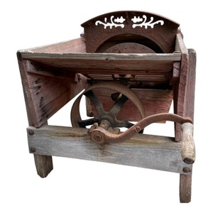 Antique One-Man Beet Root Cutter  Wood & Cast Iron Farm Tool  PartsDisplay