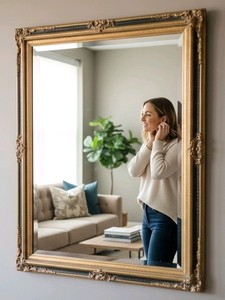 Large Ornate Gold Framed Wall Mirror  Approx. 30 x 40