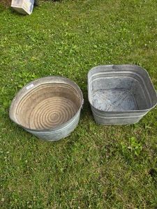 2- Vintage Galvanized Wash Tubs