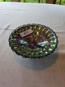 Footed Carnival Glass Bowl