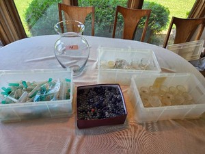 Large Vase, Glass Marbles, & Misc
