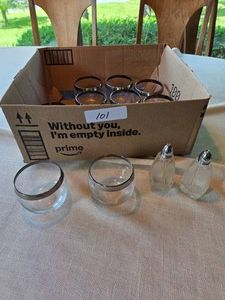 11 Silver Rimmed Punch Glasses