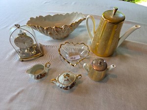 Vintage Asst Porcelain Coffee Service & Clock