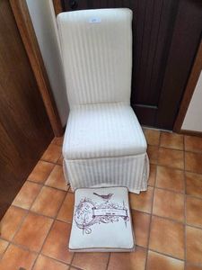 White Covered Chair & Foot Stool