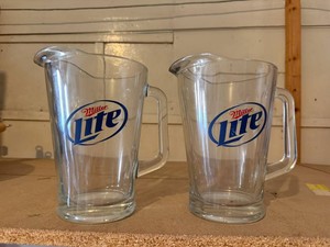 2 Miller Lite Glass Pitchers