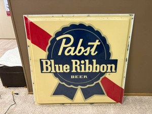 Vintage Pabst Blue Ribbon Illuminated Bar Sign Face 4 x 4