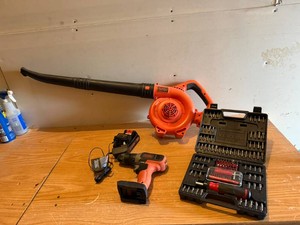 Black & Decker Cordless Drill & Leaf Blower & Tekton Tool Kit
