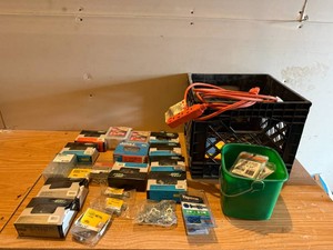 Tote of Screws, Nails, Washers & Extension Cord