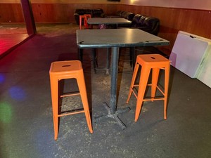 High Top Table & 2 Metal Stools