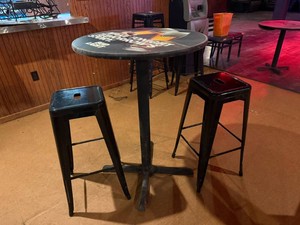 30 Round High-Top Table & 2 Metal Stools