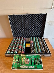 Poker Chips & UND Fighting Sioux License Plate